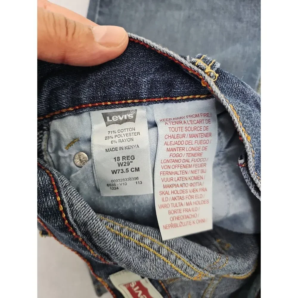 Levi's Boys Zip Fly Button Closure Belt Loops Short 18 Reg Waist 29 Jeans Sports